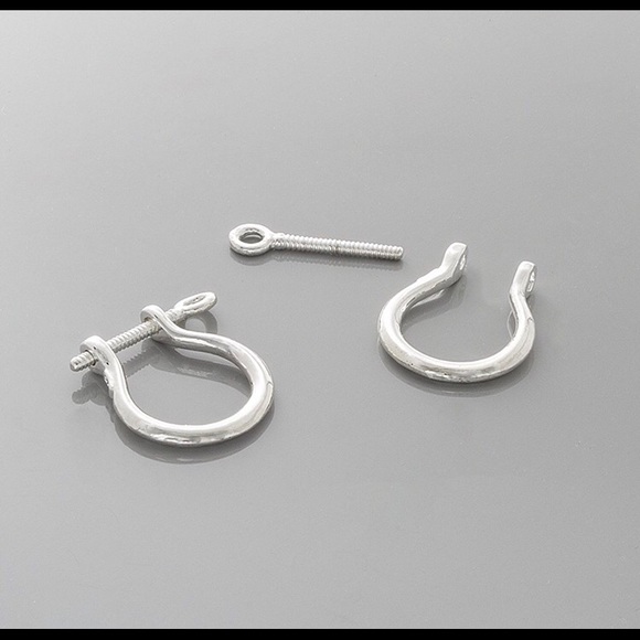 14k White Gold Mariner Nautical Shackle Link Screw Earrings, 1mm Post - Picture 3 of 6